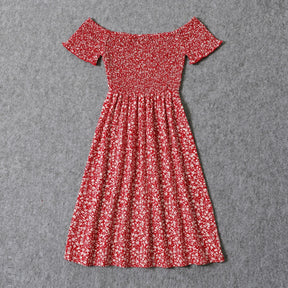 Vestido Vermelho Floral Mãe e Filha