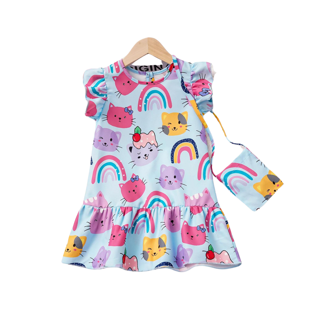 Vestido Gatinho e Arco Iris Kids