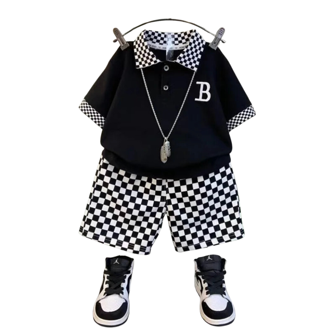 Conjunto Camiseta e Shorts Quadriculo Boy Kids