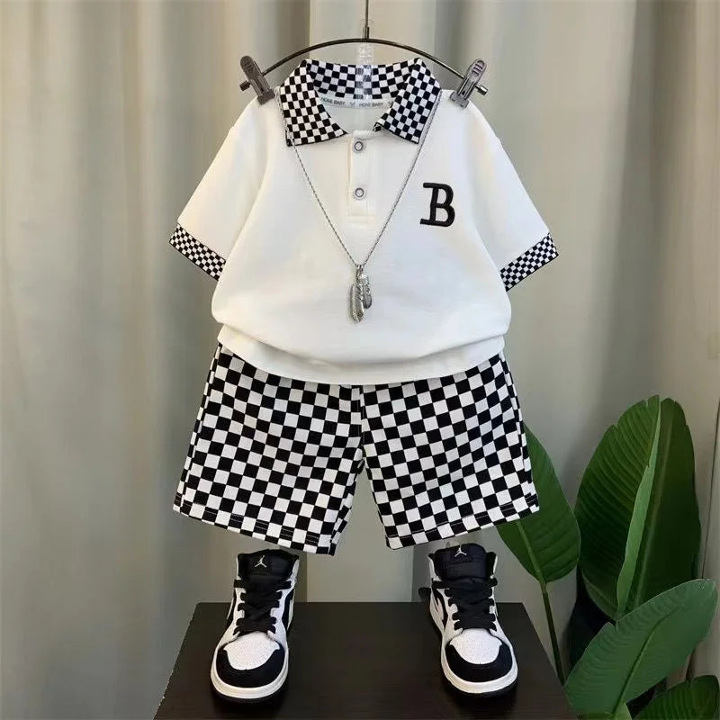 Conjunto Camiseta e Shorts Quadriculo Boy Kids