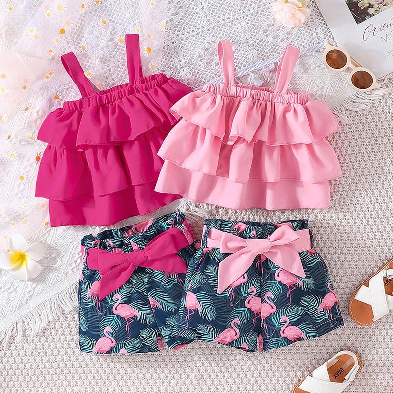 Conjunto Top e Shorts Flamingo