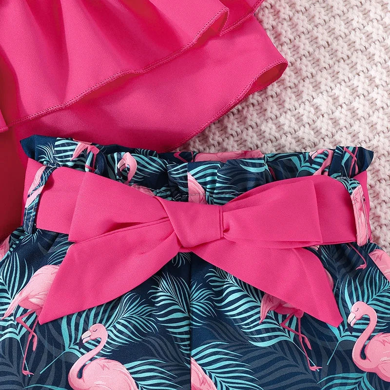 Conjunto Top e Shorts Flamingo