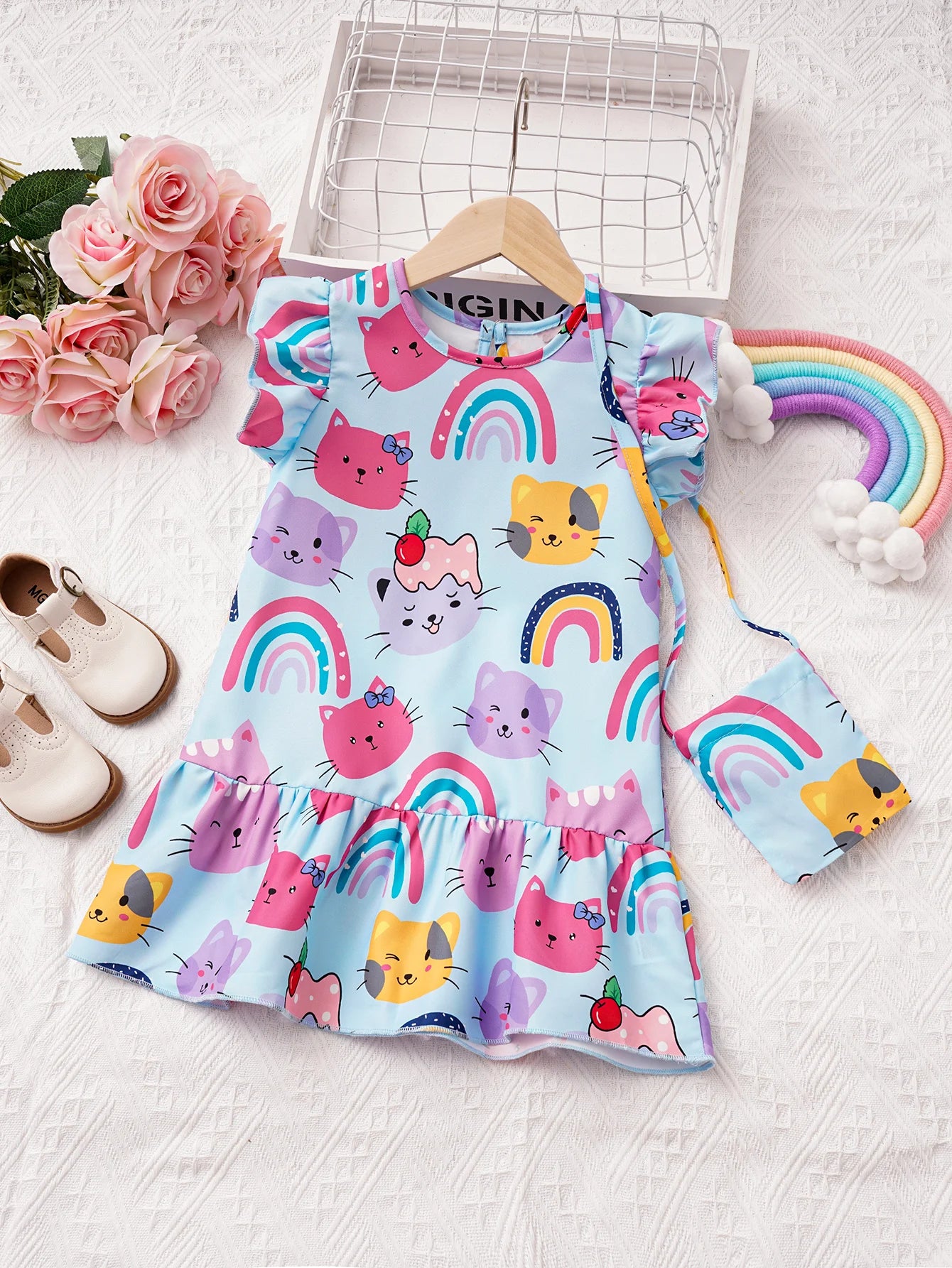 Vestido Gatinho e Arco Iris Kids