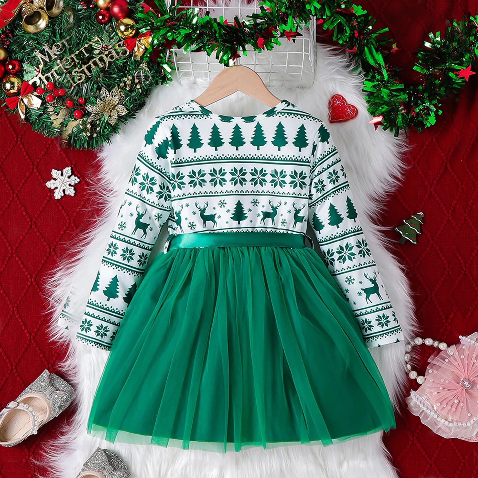 Vestido Manga Comprida Christimas Infantil